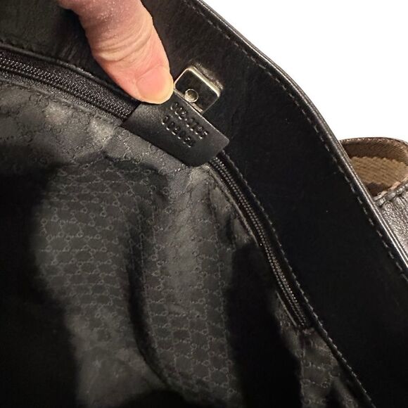 Gucci  brown leather tote with web strap - Picture 12 of 16